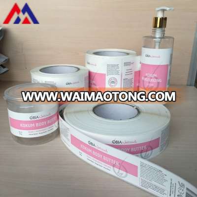 Waterproof white vinyl PVC cosmetics packaging sticker label